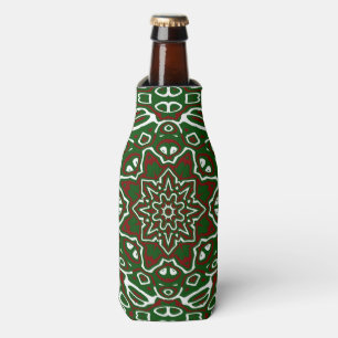 Groovy Eclectic Ornate Christmas Mandala Pattern Bottle Cooler