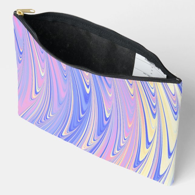 Groovy Eclectic Quirky Wavy Pastel Abstract Accessory Pouch (Open)
