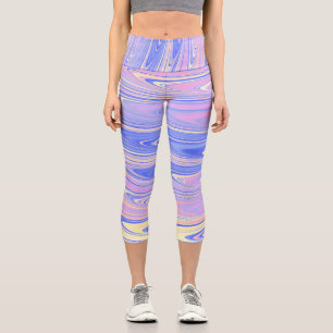 Groovy Eclectic Quirky Wavy Pastel Abstract Capri Leggings