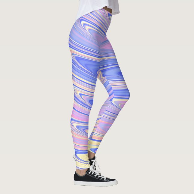 Groovy Eclectic Quirky Wavy Pastel Abstract Leggings (Right)