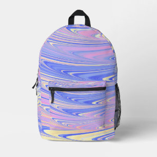 Groovy Eclectic Quirky Wavy Pastel Abstract Printed Backpack