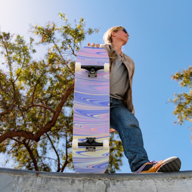 Groovy Eclectic Quirky Wavy Pastel Abstract Skateboard (Outdoor 1)