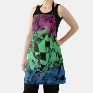 Groovy Eclectic Retro Trippy Polysexual Pride Flag Apron