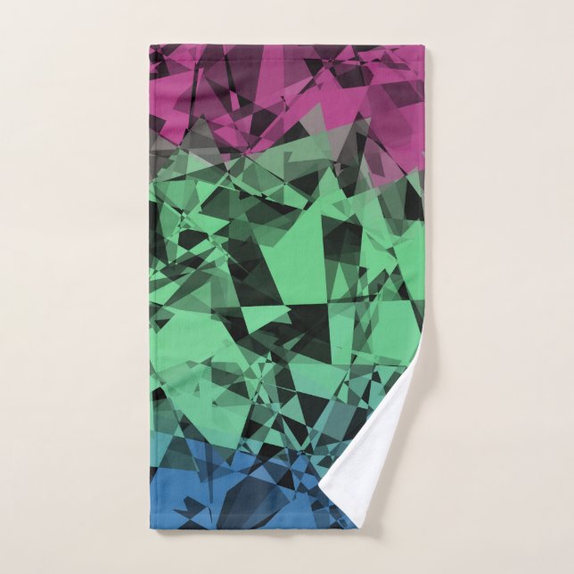 Groovy Eclectic Retro Trippy Polysexual Pride Flag Bath Towel Set (Hand Towel)