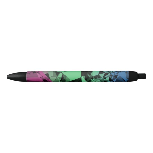 Groovy Eclectic Retro Trippy Polysexual Pride Flag Black Ink Pen (Front)