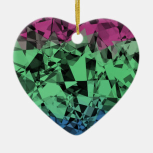 Groovy Eclectic Retro Trippy Polysexual Pride Flag Ceramic Tree Decoration