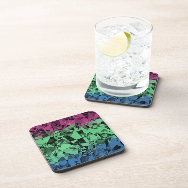 Groovy Eclectic Retro Trippy Polysexual Pride Flag Coaster (Right Side)