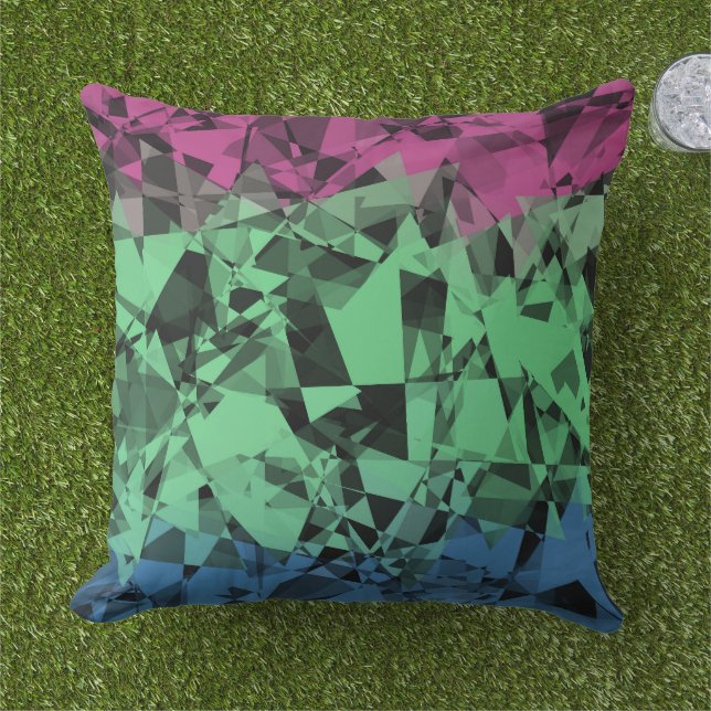 Groovy Eclectic Retro Trippy Polysexual Pride Flag Cushion (Grass)