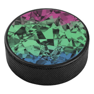 Groovy Eclectic Retro Trippy Polysexual Pride Flag Hockey Puck