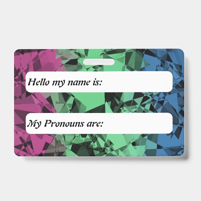 Groovy Eclectic Retro Trippy Polysexual Pride Flag ID Badge (Front)