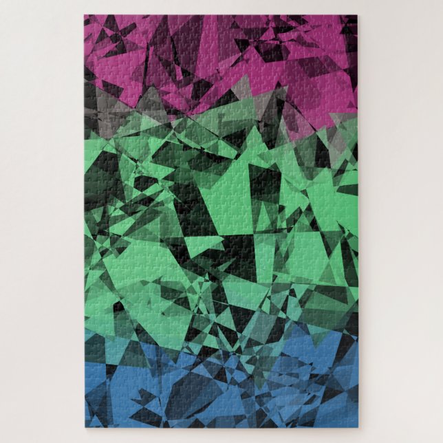 Groovy Eclectic Retro Trippy Polysexual Pride Flag Jigsaw Puzzle (Vertical)