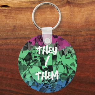 Groovy Eclectic Retro Trippy Polysexual Pride Flag Key Ring