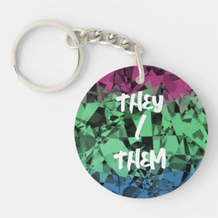 Groovy Eclectic Retro Trippy Polysexual Pride Flag Key Ring