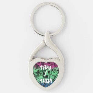 Groovy Eclectic Retro Trippy Polysexual Pride Flag Key Ring