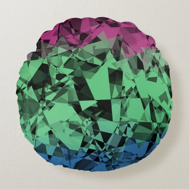 Groovy Eclectic Retro Trippy Polysexual Pride Flag Round Cushion (Front)