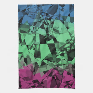 Groovy Eclectic Retro Trippy Polysexual Pride Flag Tea Towel