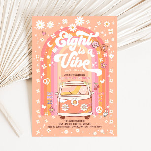 Groovy Eight is a Vibe Van Bus 8th Birthday Invitation