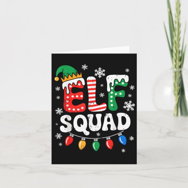 Groovy Elf Squad Elf Family Christmas Matching Paj Card (Front)