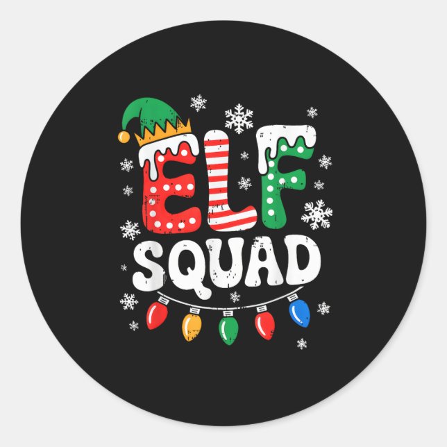 Groovy Elf Squad Elf Family Christmas Matching Paj Classic Round Sticker (Front)
