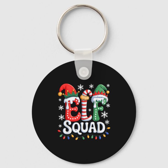 Groovy Elf Squad Elf Family Christmas Matching Paj Key Ring (Front)