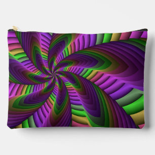 Groovy Energetic Colourful Neon Fractal Pattern Accessory Pouch