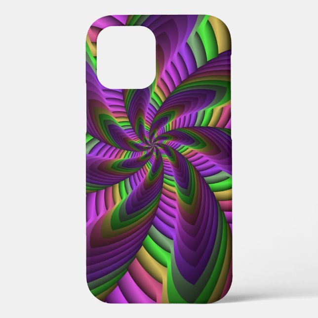 Groovy Energetic Colourful Neon Fractal Pattern Case-Mate iPhone Case (Back)