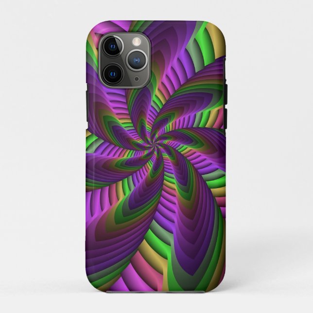 Groovy Energetic Colourful Neon Fractal Pattern Case-Mate iPhone Case (Back)
