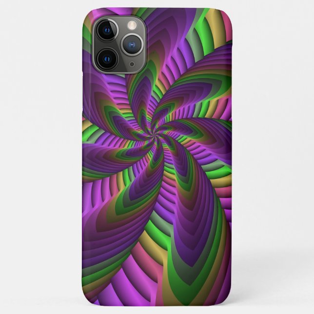 Groovy Energetic Colourful Neon Fractal Pattern Case-Mate iPhone Case (Back)