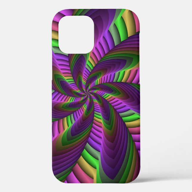 Groovy Energetic Colourful Neon Fractal Pattern Case-Mate iPhone Case (Back)