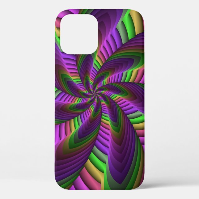Groovy Energetic Colourful Neon Fractal Pattern Case-Mate iPhone Case (Back)