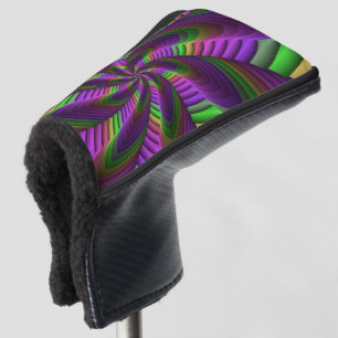 Groovy Energetic Colourful Neon Fractal Pattern Golf Head Cover