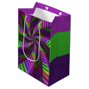 Groovy Energetic Colourful Neon Fractal Pattern Medium Gift Bag