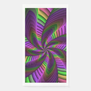 Groovy Energetic Colourful Neon Fractal Pattern Napkin
