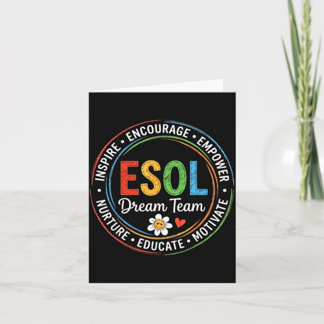Groovy esol dream team teachers and students back card (Front)