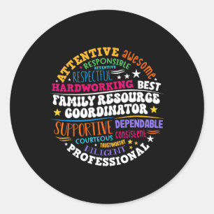 Groovy Family Resource Coordinator Appreciation Classic Round Sticker