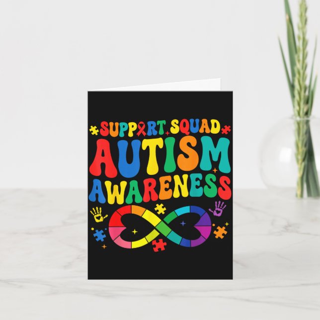 Groovy family support squad autism awareness  card (Front)