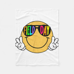 Groovy Field Day Sungles Smile Face Teacher Kids  Fleece Blanket