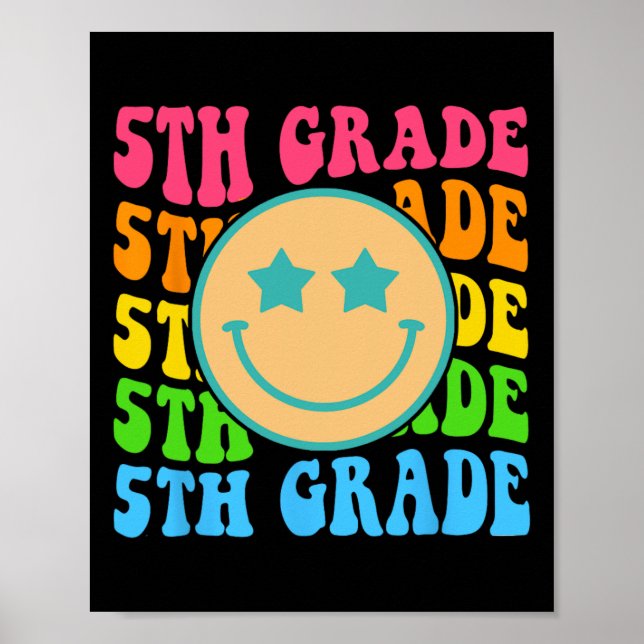 Groovy Fifth Grade Vibes Face Retro Teachers Back  Poster (Front)