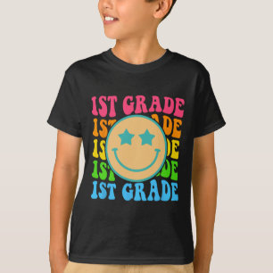 Groovy First Grade Vibes Face Retro Teachers Back  T-Shirt