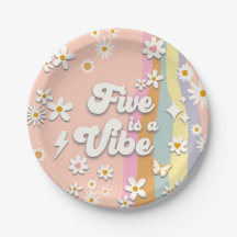 Groovy Five is a Vibe Birthday Plate