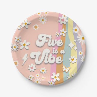 Groovy Five is a Vibe Birthday Plate