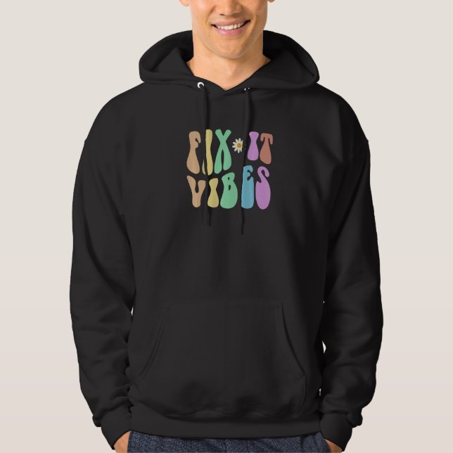 Groovy FIX IT VIBES Maintenance Ninja Technician R Hoodie (Front)