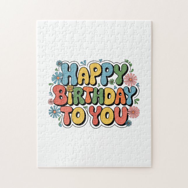 Groovy Floral Birthday Jigsaw Puzzle (Vertical)