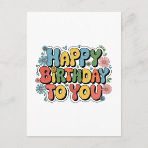 Groovy Floral Birthday Postcard
