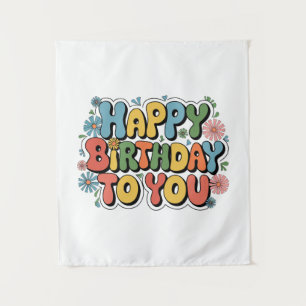 Groovy Floral Birthday Tapestry