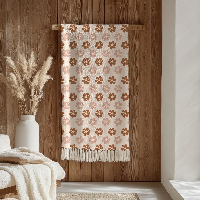Groovy Floral Blanket 70s Pastel Copper Vibes (Groovy Floral Blanket 70s Pastel Copper Vibes)