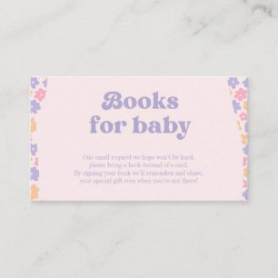 Groovy Floral Girl Baby Shower Books for baby Enclosure Card