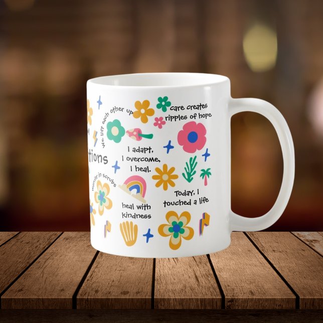 Groovy Floral Nurse Retro RN Graduation Gift Her Coffee Mug (Creator Uploaded)