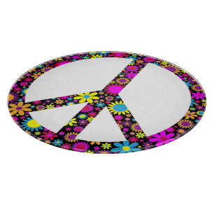 GROOVY FLORAL PEACE SIGN CUTTING BOARD