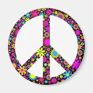 GROOVY FLORAL PEACE SIGN MAGNET